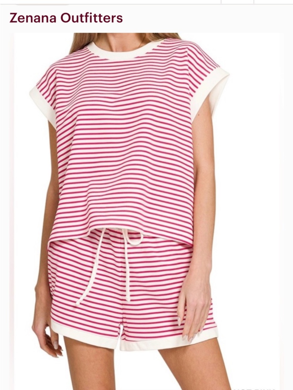 Zenana Outfitters Red & White Striped Lounge Set